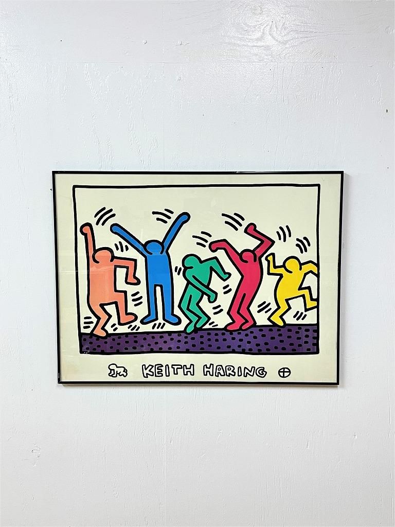 1990's ヴィンテージ Keith Haring ”Dancing Figures” 額入りポスター