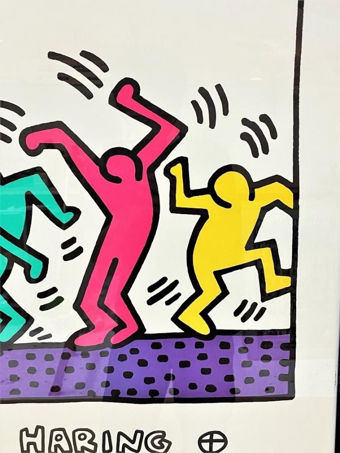 1990's ヴィンテージ Keith Haring ”Dancing Figures” 額入りポスター