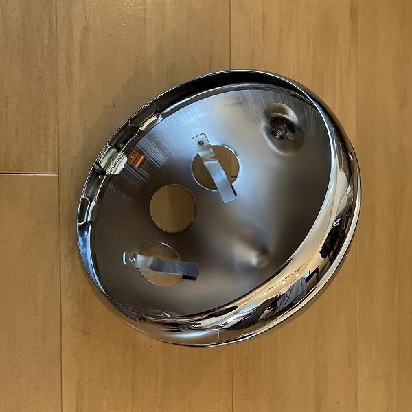 Lucas 7'ヘッドランプシェル＆リム アンメーター穴無し 79-82年タイプ