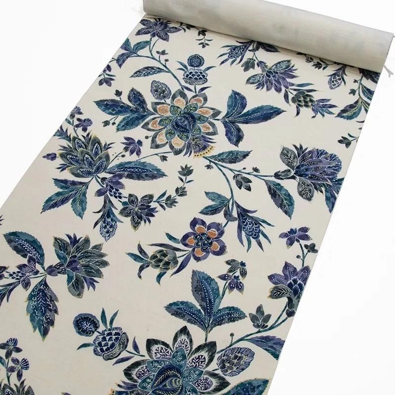 特選プレタ】小千谷紬 更紗文様 染め九寸名古屋帯（大新織物）