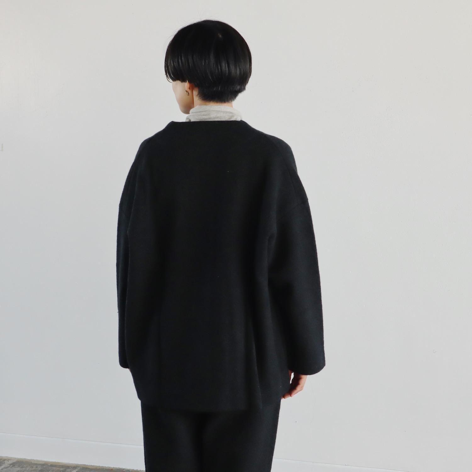 evam eva Press Wool Short Coat CHARCOAL エヴァムエヴァ