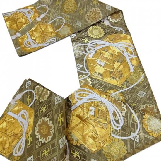 袋帯 金駒刺繍 小筥 卍紗綾型 袋帯 礼装 フォーマル 式事 御仕立上り