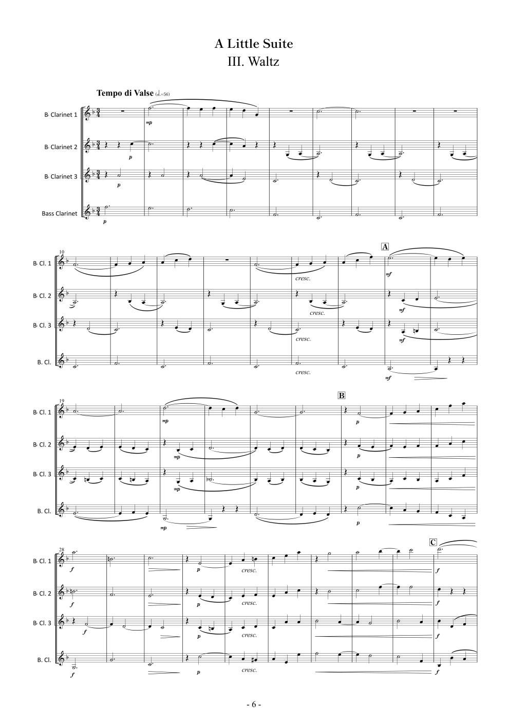 クラリネット四重奏のための小組曲 “A Little Suite” | 田丸和弥