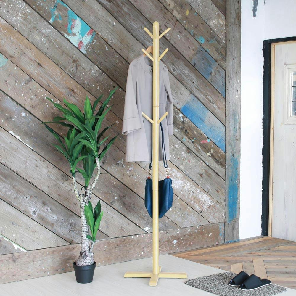 リビングハンガー(もく)(ナチュラル)】 高さ180cm ポールハンガー 木製