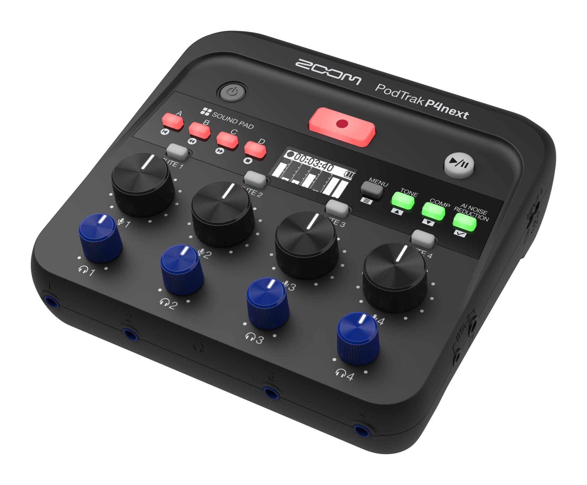 ZOOM PodTrak P4next | 4人分の音声のマルチトラック録音&ライブ配信