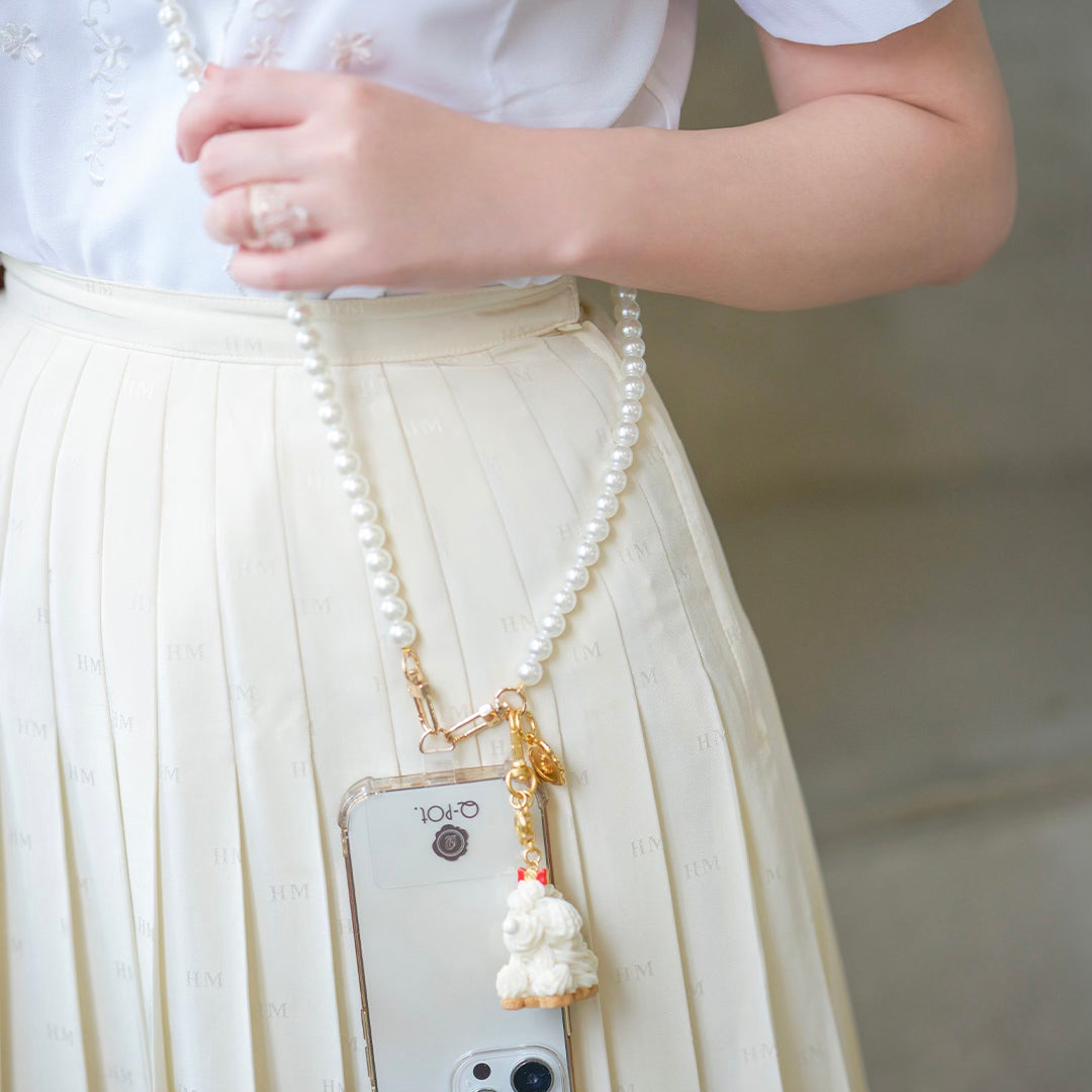 Phonetab & Smartphone Shoulder Strap (Pearl)【Japan Jewelry