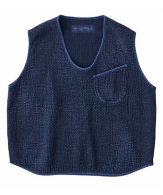 NEW SASHIKO PULLOVER VEST BLUE | PORTER