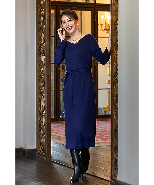 フロントクロスウールジャージワンピース（0314240176