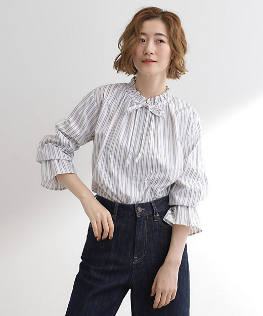 フリルカラーリボンブラウス（2002545566） | GROVE (Women