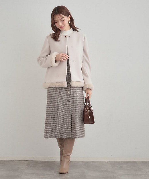 大人レディ・フェイクファー取り外し可能】ケープ風ショートコート