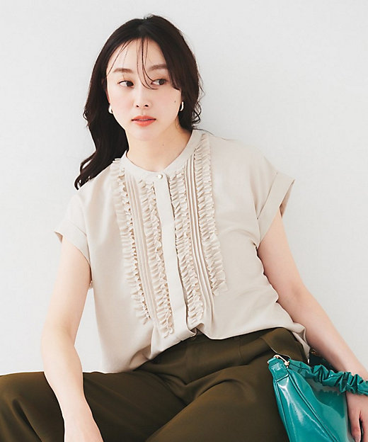 吸水速乾／UVケア】フィブリルフリルブラウス（2002465256