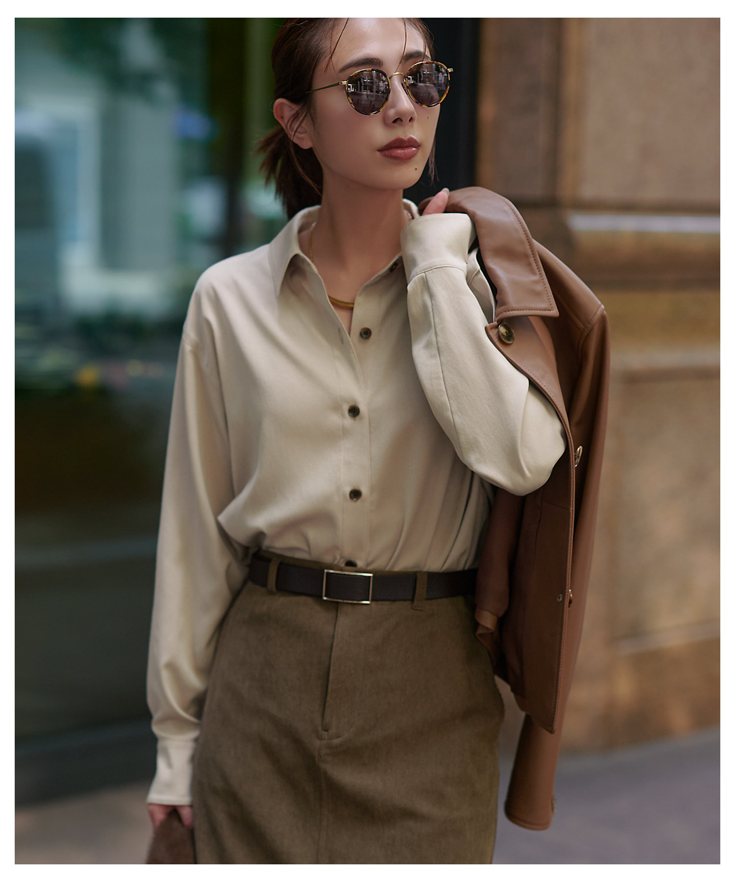 見上愛さん着用／Oggi10月号掲載／洗える】スエーディーサテン