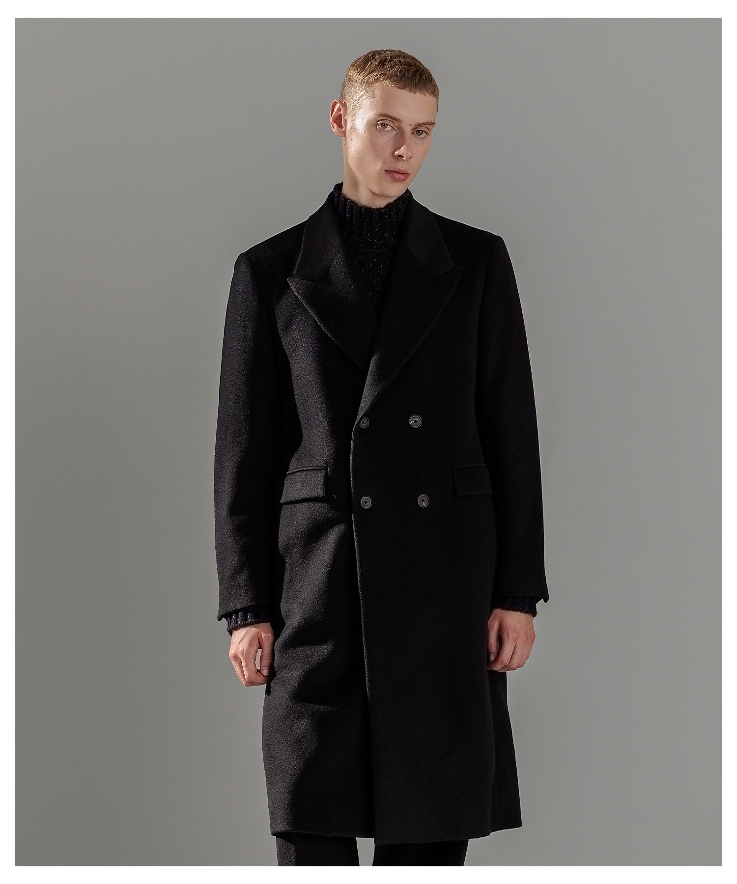 WEB限定】グロッシーウール ダブルブレストチェスターコート