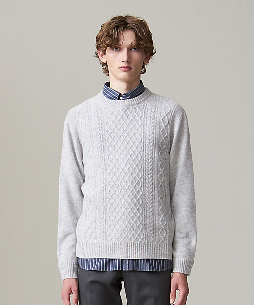 Cash Lamb's wool】ケーブルニット ／ クルー