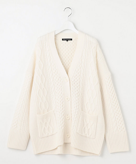 洗える】ウールカシミヤ アランパターン カーディガン