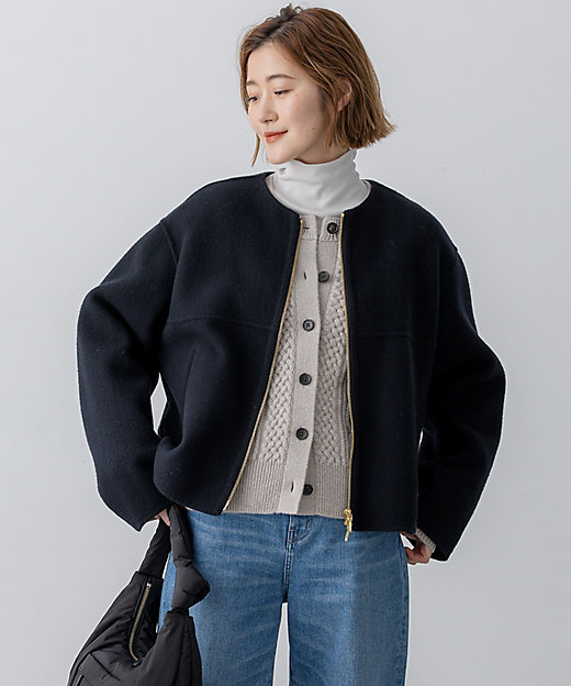 ウールライトリバー ノーカラー ショートコート（SCWOGW0408