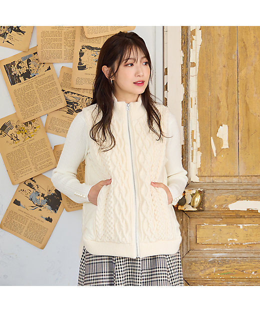 ケーブルニットドッキングベスト（51006501） | Rose Tiara