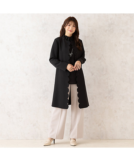 ダブルクロスノーカラーコート（51101501） | Rose Tiara