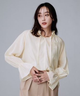 キャンディスリーブ／エレガント】フリルギャザーネックブラウス