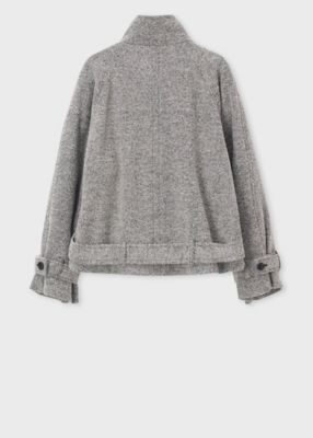 ウィメンズ ヘリンボーン ツイード スタンドカラー ブルゾン