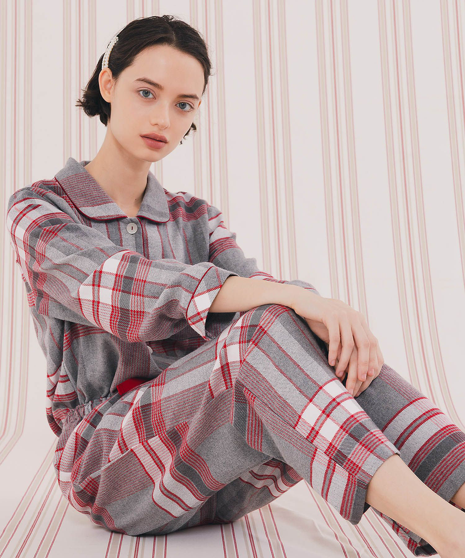 コットンフランネルチェックシャツパジャマ 25ー71404 | Narue