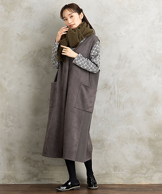 FONTLAB マシュマロスウェードVネックジャンパースカート 33