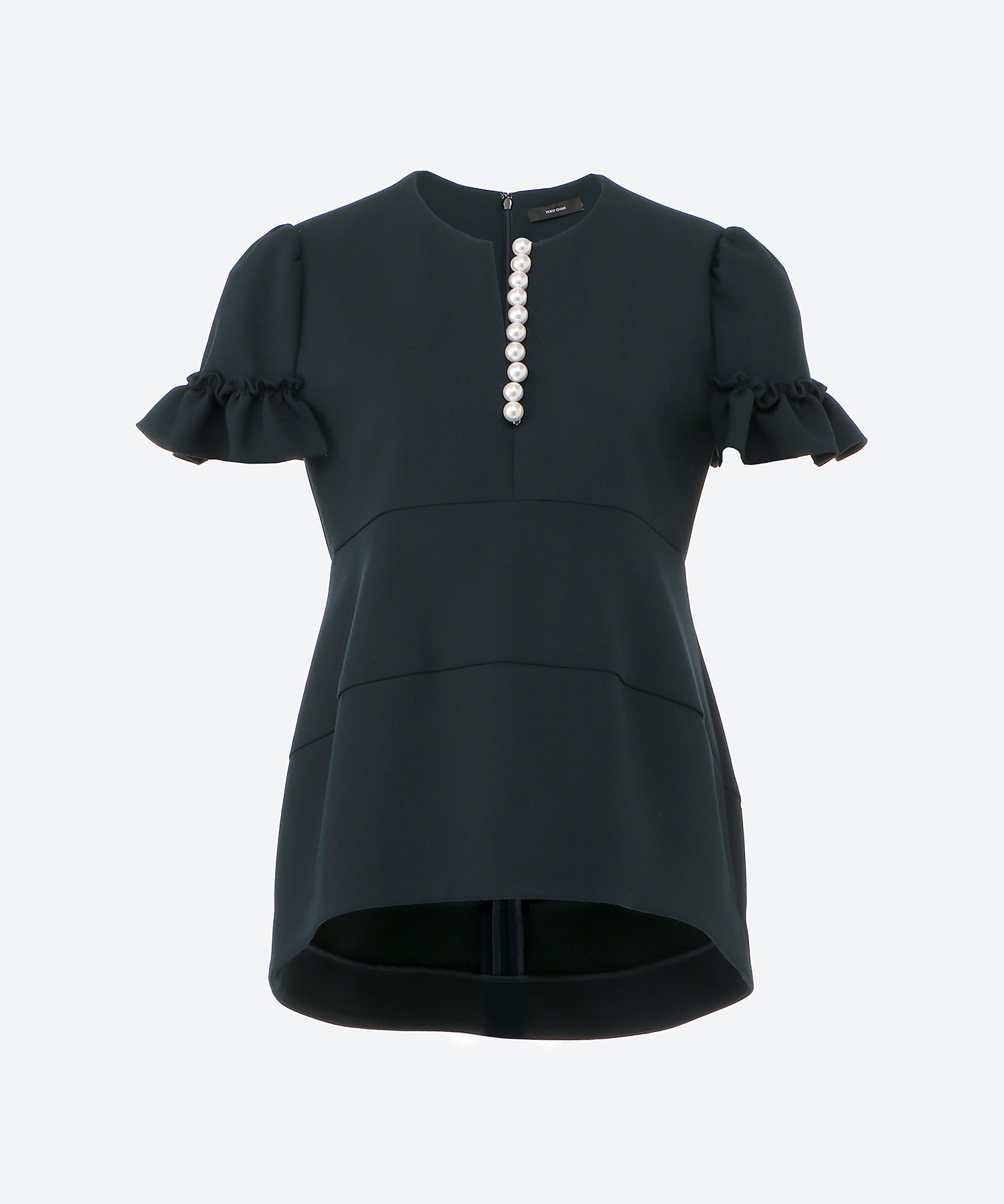 ギャザースリーブパールスリットラインブラウス YCB―625―494