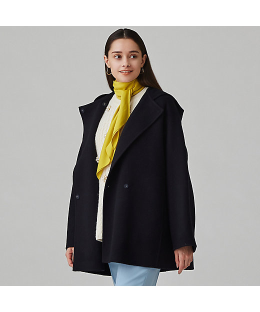 プレミアムウールリバー フーデッドショートコート | maison