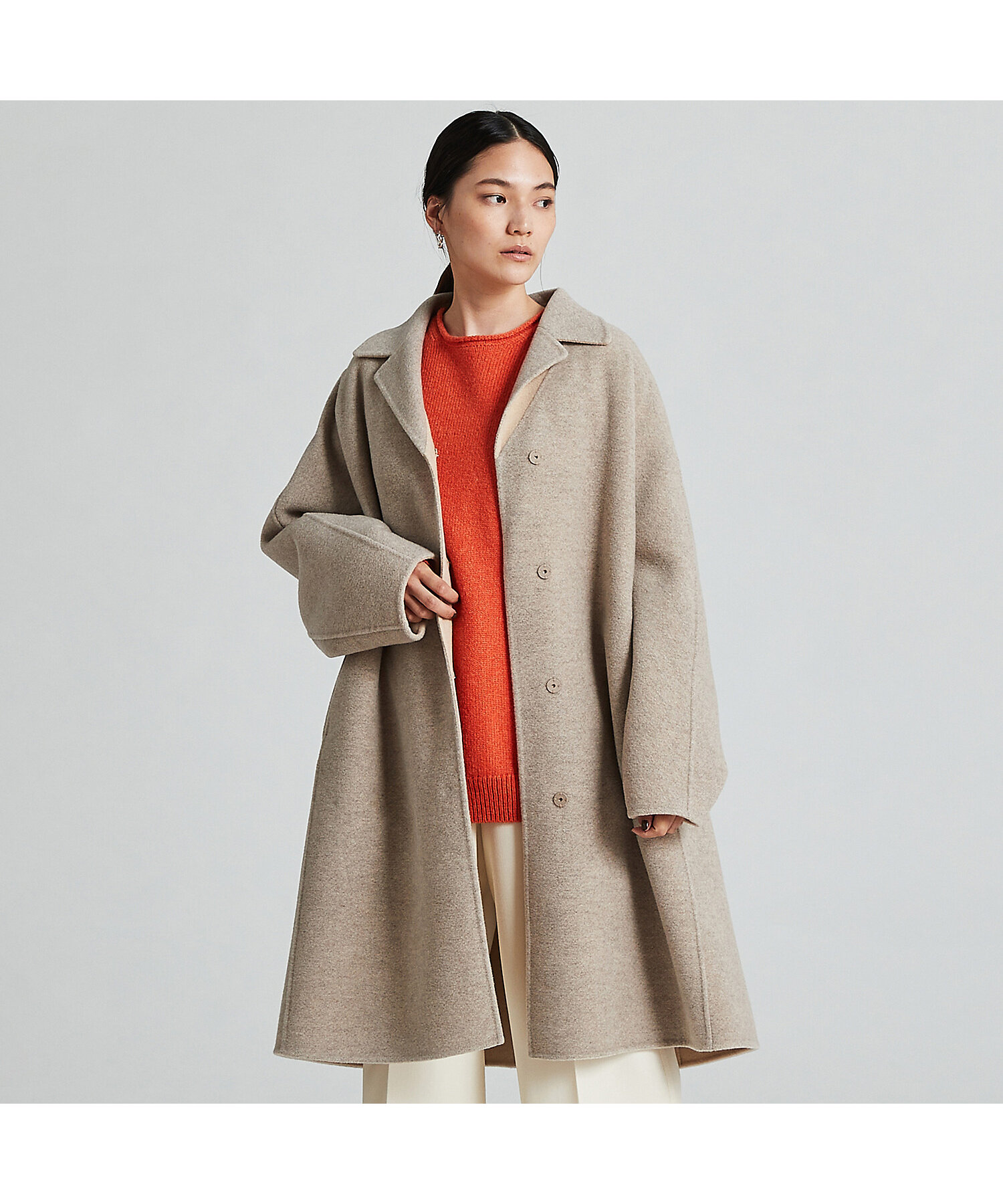 ウールカシミヤダブルフェイス バルカラーコート | maison