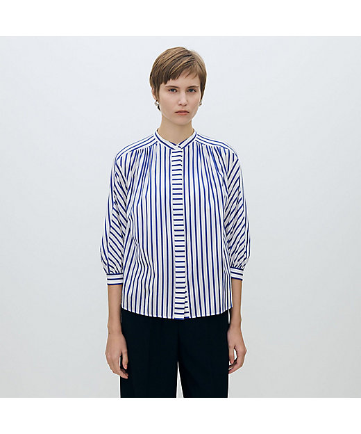 トラックストライプ ギャザーブラウス | maison TOMORROWLAND/メゾン