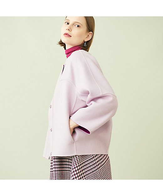 ウールカシミヤピコロール ノーカラーショートコート | maison