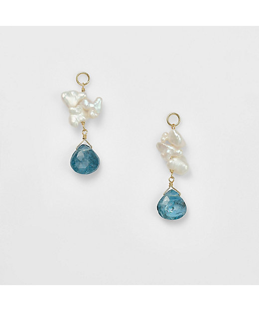 K10アクアマリン／淡水パールピアスチャーム | agete/アガット