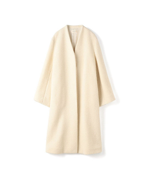 アルパカシルクカーリーニット ノーカラーコート | maison