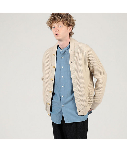 ウールカシミヤシルク リブVネックカーディガン | TOMORROWLAND (Men