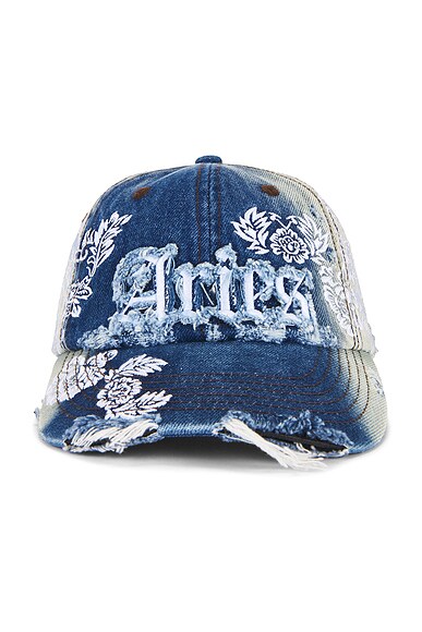 Aries Destroyed Lace Cap in Denim | FWRD