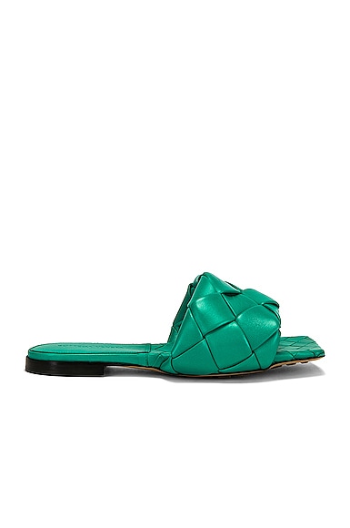 Bottega Veneta Lido Flat Sandals in Acid Turquoise | FWRD