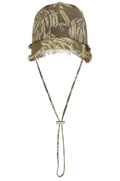 JACQUEMUS La Casquette Artichaut Cap in Jacquard Banana Logo Khak