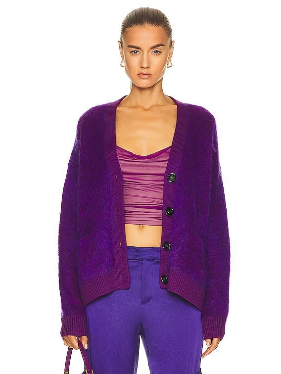 Acne Studios Mohair Cardigan in Violet Purple | FWRD