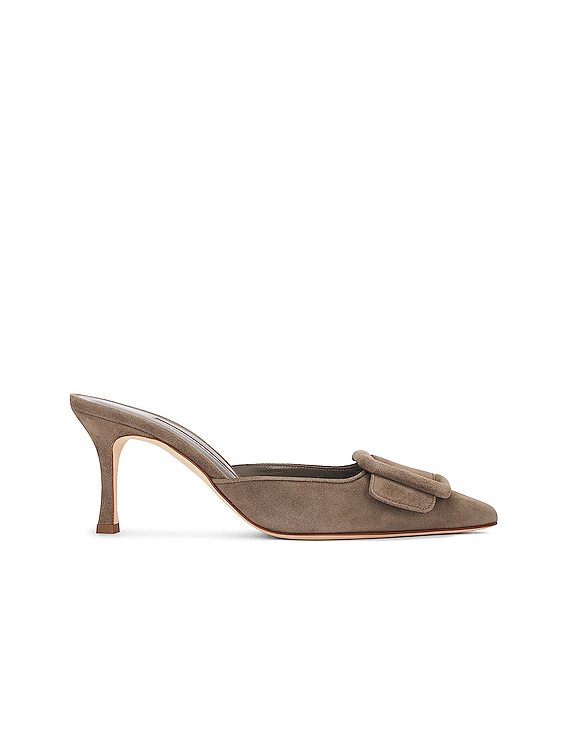 Manolo Blahnik Maysale 70 Mule in Light Brown | FWRD