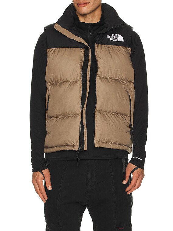 The North Face 1996 Retro Nuptse Vest in Mocha Brown & TNF Black