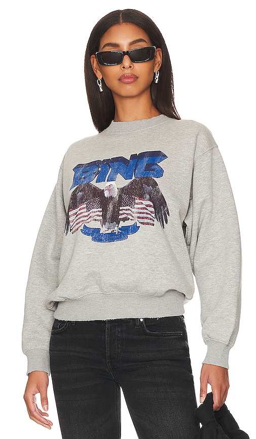 ANINE BING Vintage Bing Sweatshirt in Heather Grey & Blue | REVOLVE