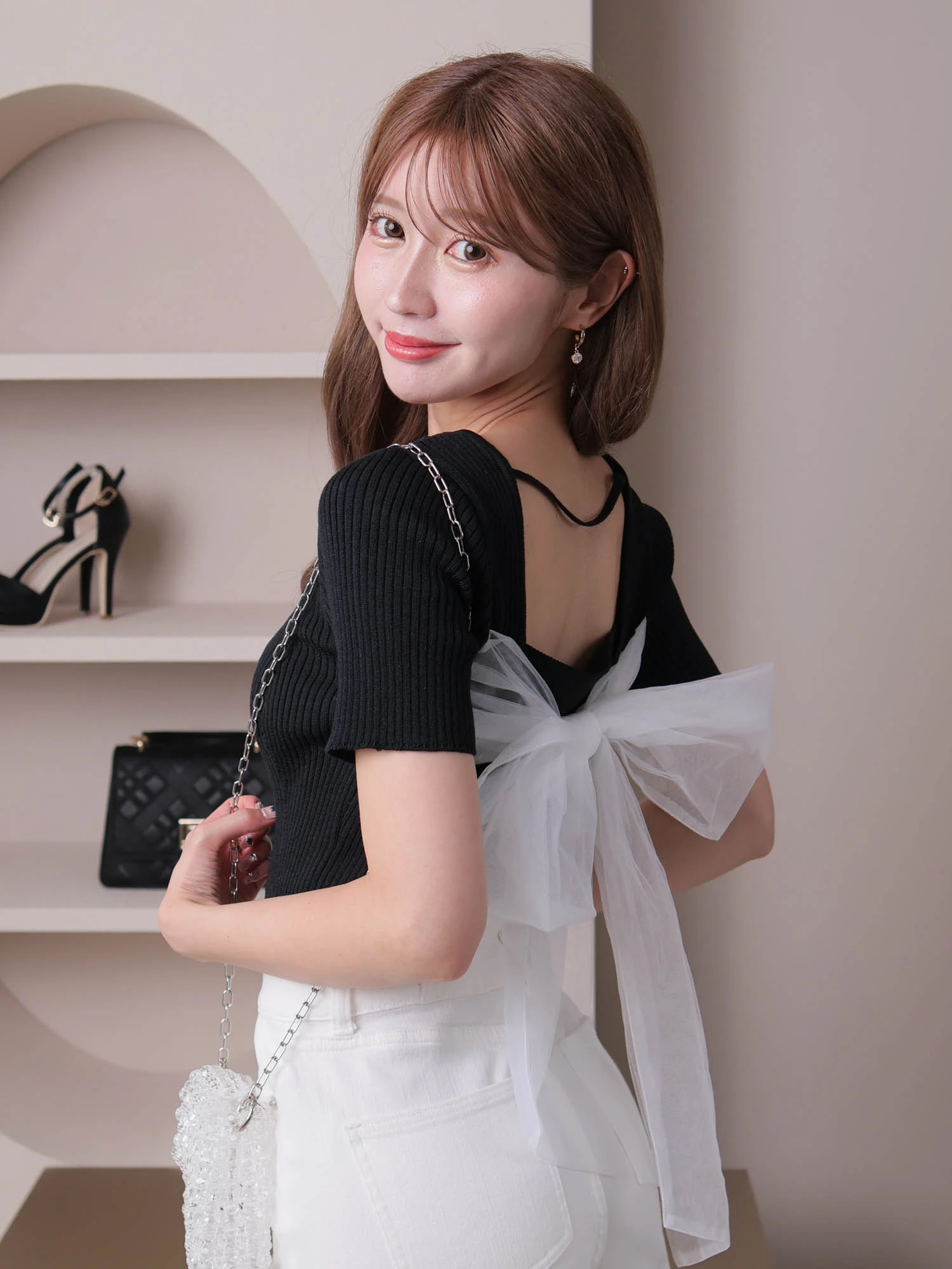 LIP SERVICE（リップサービス）｜ バックリボンリブニット アイテムの