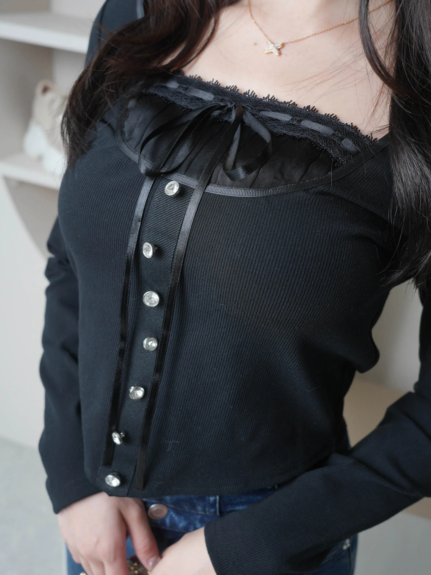 LIP SERVICE（リップサービス）｜ リボンレースレイヤードトップス