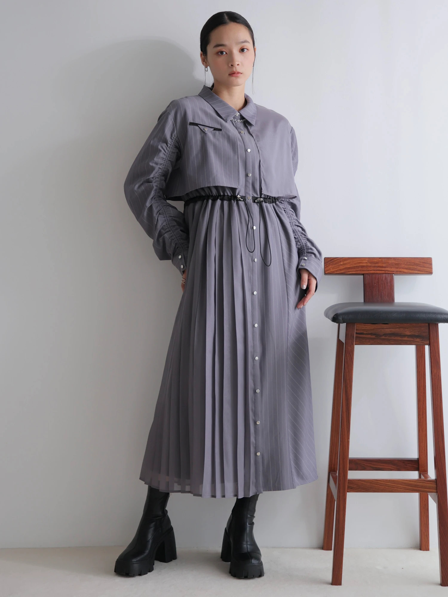 LADYMADE（レディメイド）｜ ストライプドロストシャツワンピース