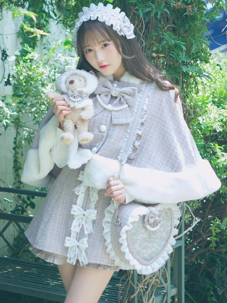 くまちゃんキラキラツイードポンチョ - Ank Rouge(アンクルージュ)の