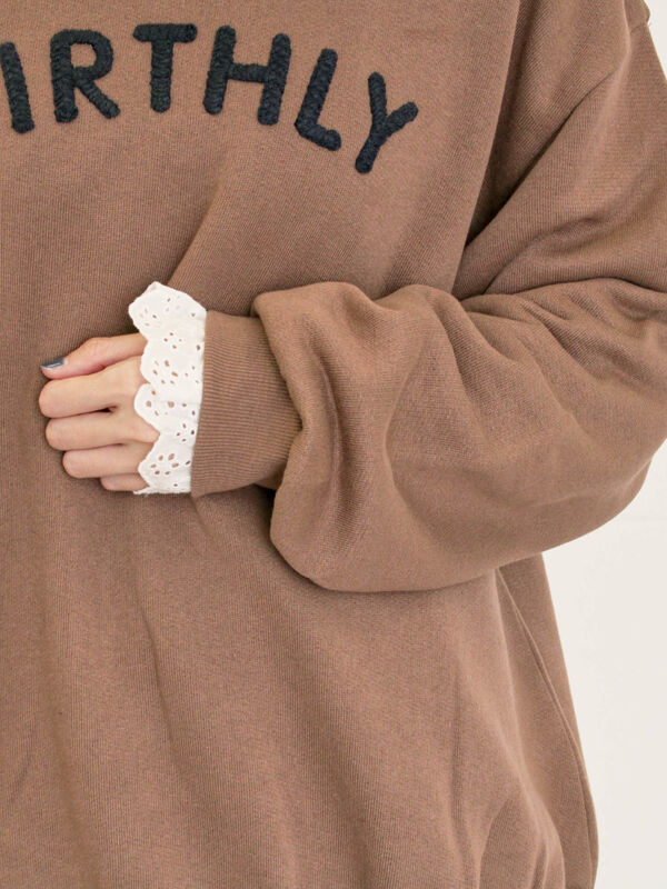 セール】 飛び裏毛ざっくり刺繍ロゴスウェット（レッド/ブラウン