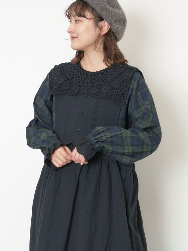 WEB限定】前後2WAYレース襟ブラウス（オフホワイト/ブラック/ネイビー