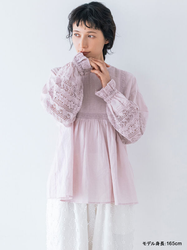 kazumi×Samansa Mos2】袖レース前後着ブラウス（オフホワイト/ブラック