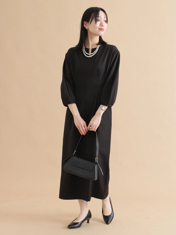 セール】 タックワンピース（ブラック/ライトベージュ/ワンピース