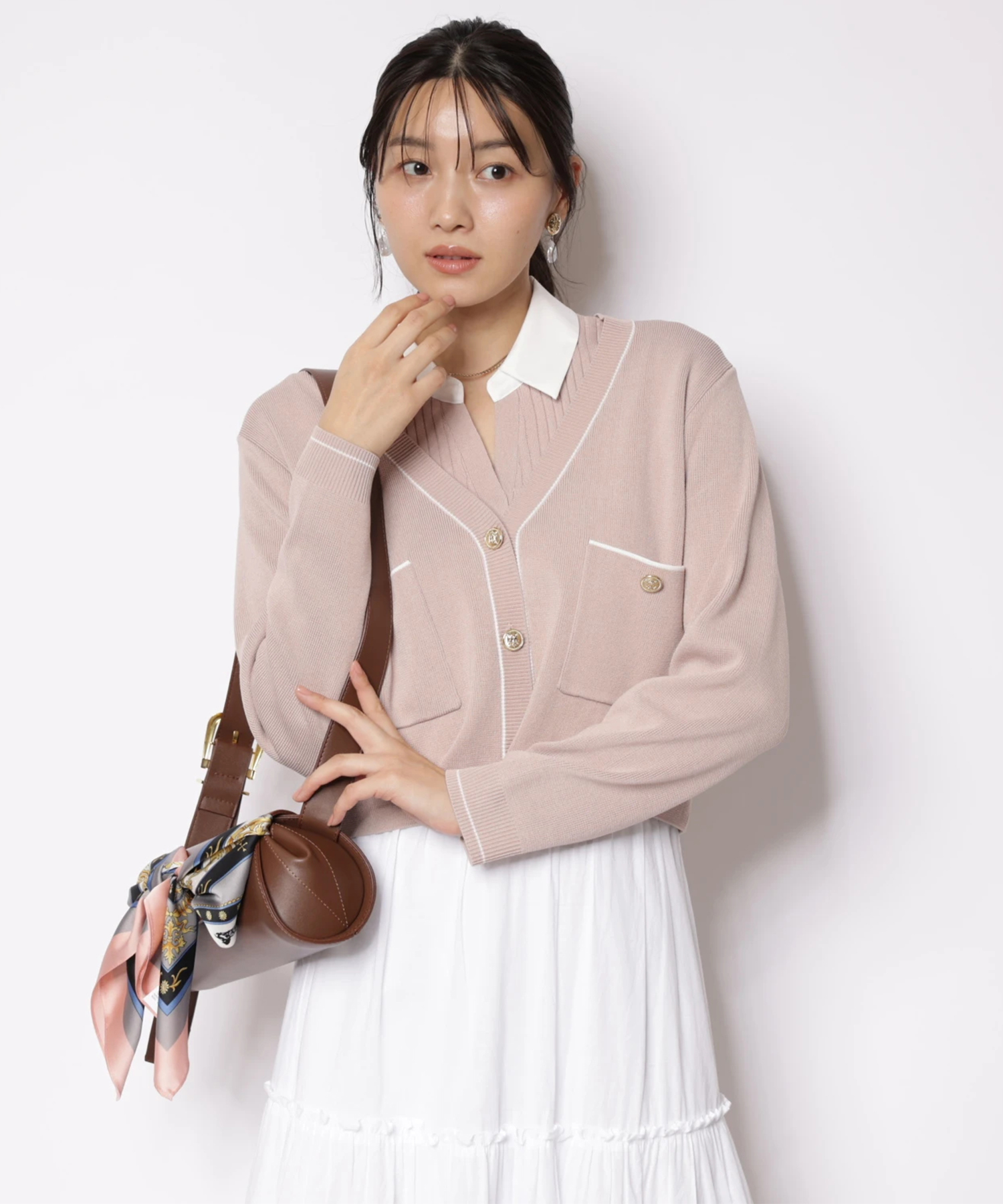 Arpege story限定】シャツカラーVネックアンサンブル | アンサンブル